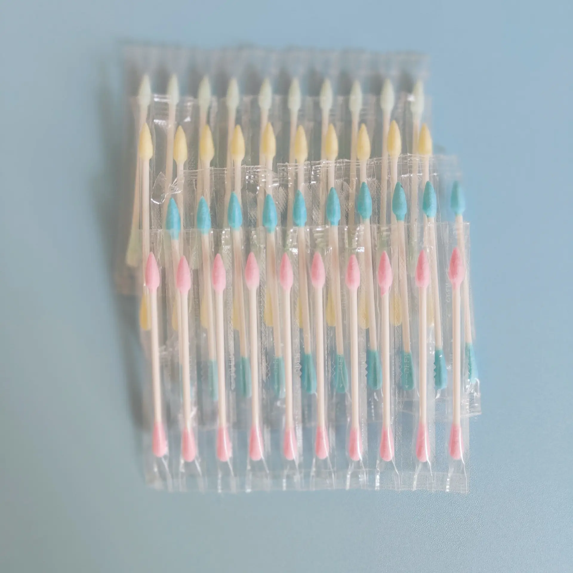 20/100pcs Disposable Double-ended Cotton Swabs Cosmetic Tools Individually Packaged For Portable Travel Swabs Stick White Blue