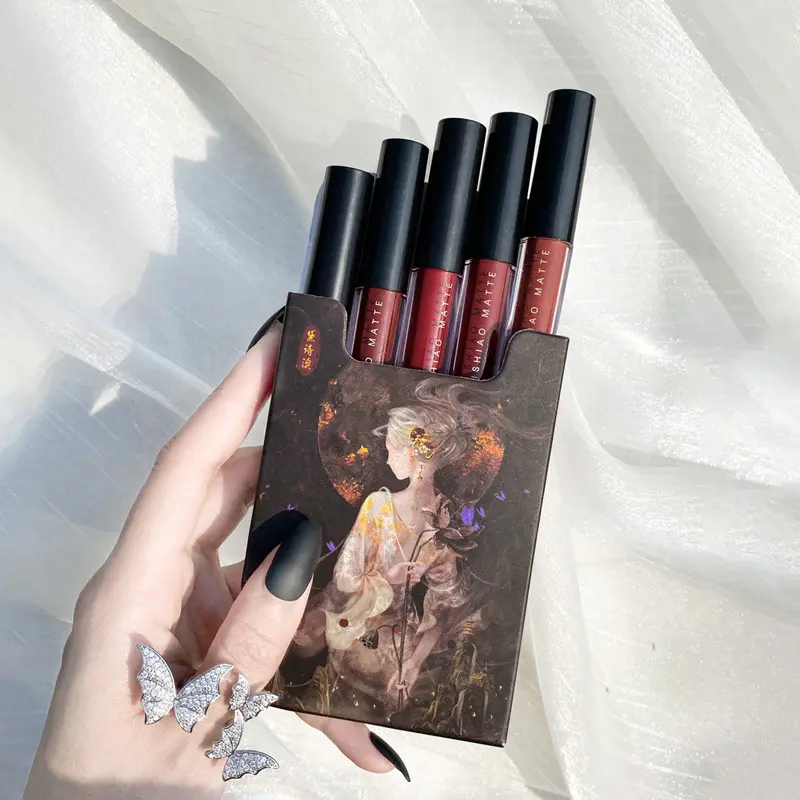 5pcs Set Lip Glaze Box lipstick Matte Velvet Lipsticks Party lipstick Nonstick Cup Lip Gloss Lips Makeup Waterproof Cosmetics