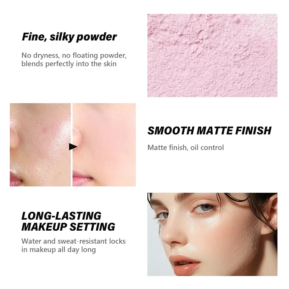 Smooth Matte Loose Baking & Setting Powder Natural Concealer Long-lasting Oil Control Rose Brightening Skin Tone Makeup Powder