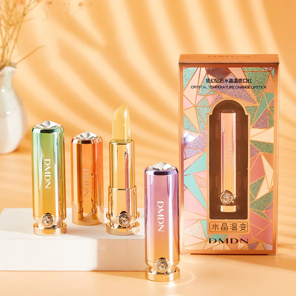 Diamond Crystal Jelly Lipstick Temperature Color Change Lipstick Waterproof Cosmetic Moisturizing Makeup Transparent Lip Blam