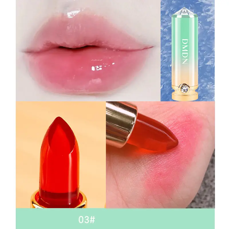 Diamond Crystal Jelly Lipstick Temperature Color Change Lipstick Waterproof Cosmetic Moisturizing Makeup Transparent Lip Blam