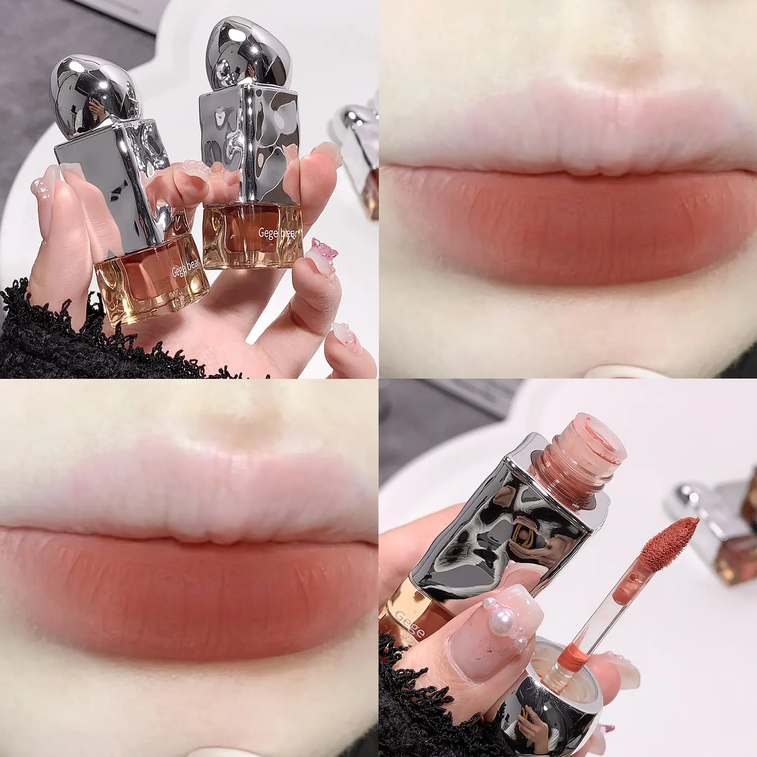 Milk Coffee Matte Lipgloss Waterproof Non-Stick Cup Low Saturation Red Lip Glaze Makeup Beauty Lips Cheek Rouge Tint Cosmetic