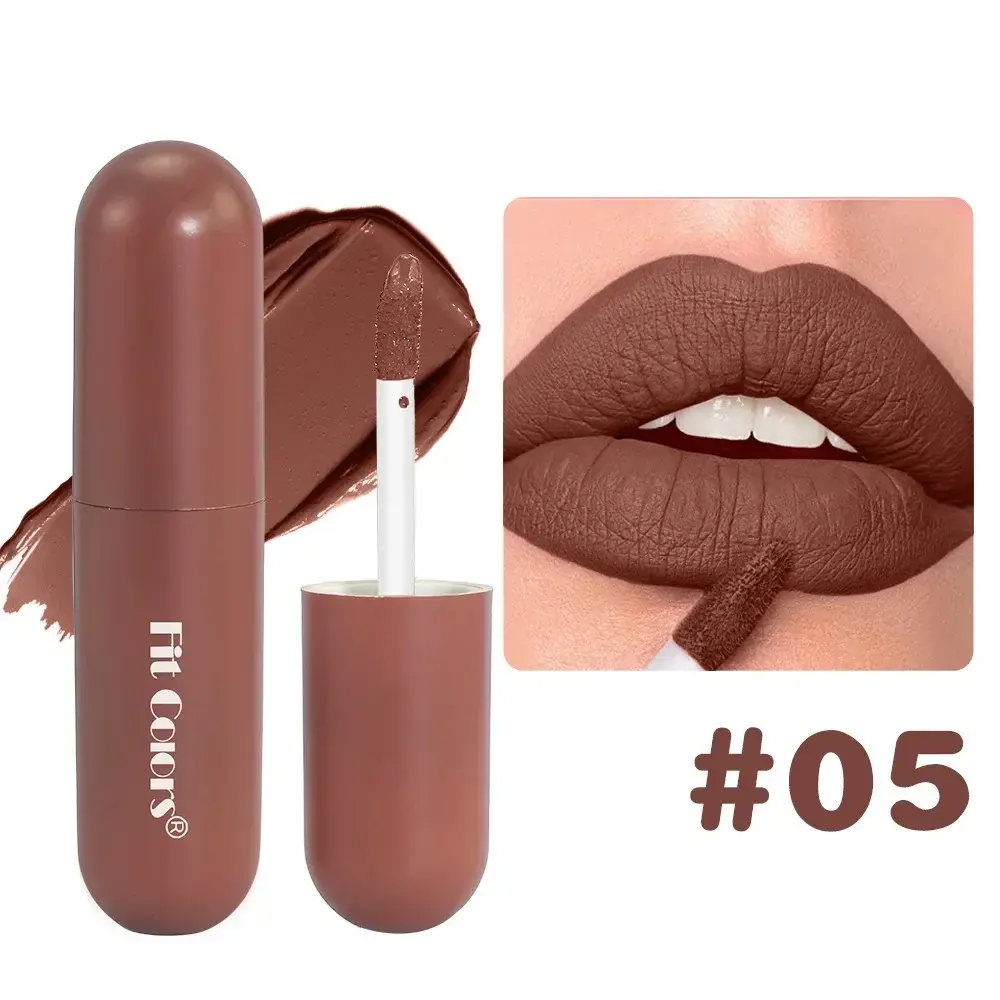 Chocolate Brown Red Liquid Lipstick Velvet Satin Lip Gloss Matte Finish Non Stick Cup Lip Tint Waterproof Long-lasting Makeup