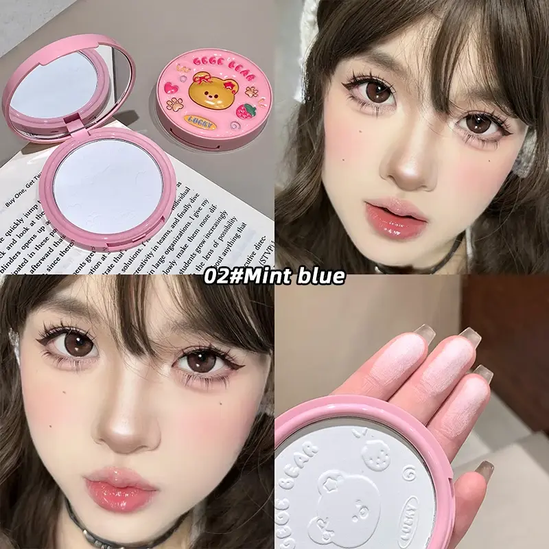 Cute Leather Concealer Powder Smooth Lasting Oil Control Matte Makeup Setting Powder Waterproof Brightening Face Pressed Powder