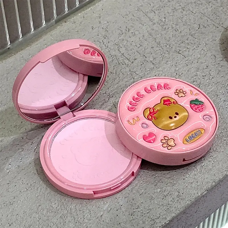 Cute Leather Concealer Powder Smooth Lasting Oil Control Matte Makeup Setting Powder Waterproof Brightening Face Pressed Powder