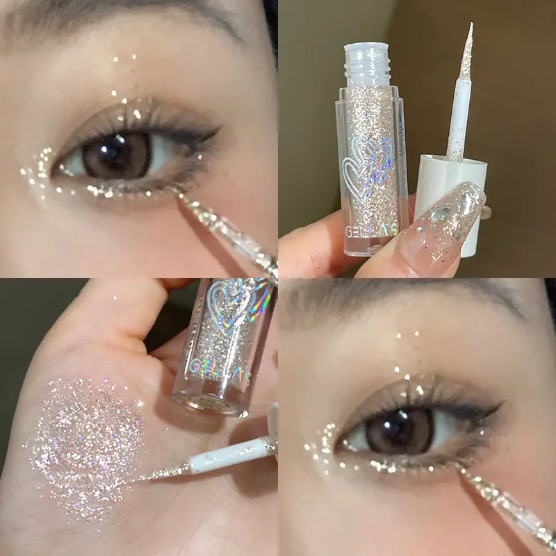 Liquid Glitter Eyeshadow Diamond Shiny Silver Eye Liners Waterproof Flash Sequins Gel Lying Silkworm Brightening Makeup Tools