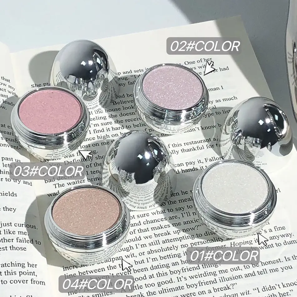 Moonlight White Glitter Highlighter Contour Palette Cute Egg Shaped High Gloss Champagne Shimmer Makeup Brightening Highlight