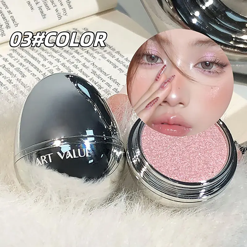 Moonlight White Glitter Highlighter Contour Palette Cute Egg Shaped High Gloss Champagne Shimmer Makeup Brightening Highlight