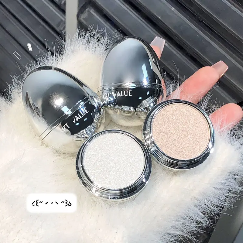 Moonlight White Glitter Highlighter Contour Palette Cute Egg Shaped High Gloss Champagne Shimmer Makeup Brightening Highlight