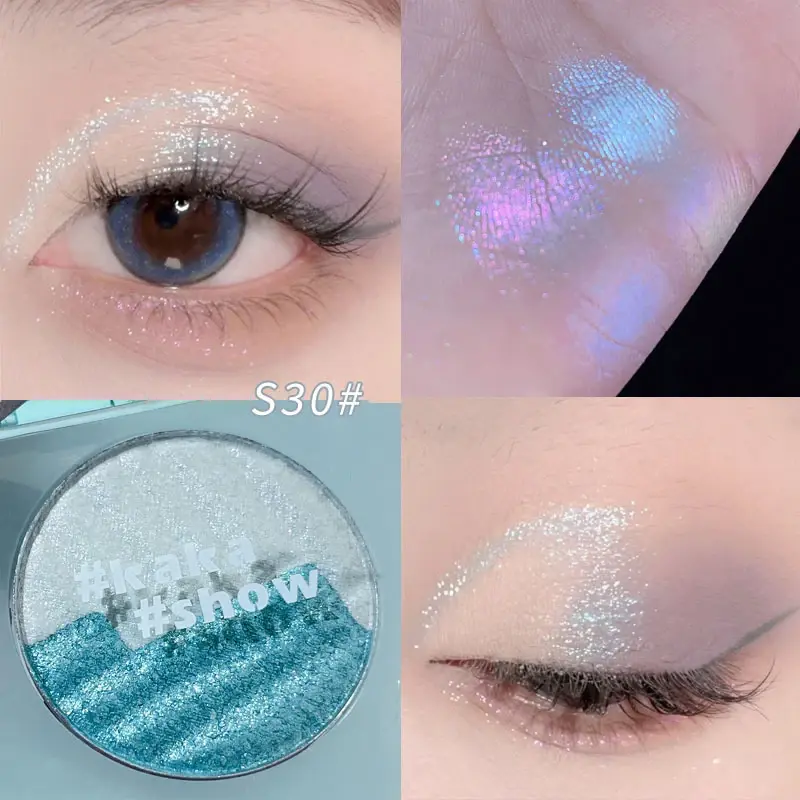 Aurora Purple High Gloss Two-color Highlighters Palette Makeup 3D Face Brighten Contour Shimmer Shadow Powder Body Illuminator