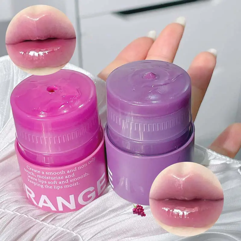 Rotating Crystal Purple Lip Balm Jelly Pink Solid Lip Gloss Moisturizing Watery Colored Lip Paste Long-lasting Tender Tinted