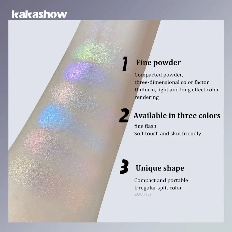 Aurora Purple High Gloss Two-color Highlighters Palette Makeup 3D Face Brighten Contour Shimmer Shadow Powder Body Illuminator