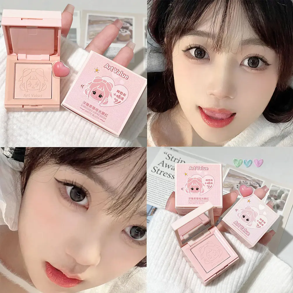 4-in-1 Embossed Matte Blush Makeup Palette Nude Eyeshadow Cheek Blusher Contouring Four-layer All-in-one Box Brightening Skin