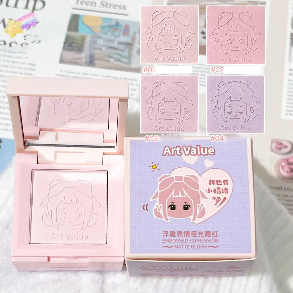4-in-1 Embossed Matte Blush Makeup Palette Nude Eyeshadow Cheek Blusher Contouring Four-layer All-in-one Box Brightening Skin