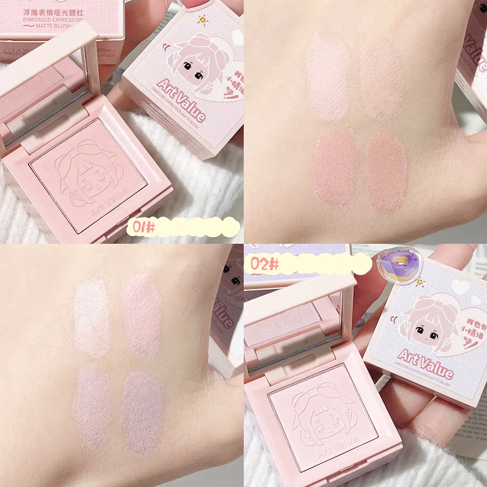 4-in-1 Embossed Matte Blush Makeup Palette Nude Eyeshadow Cheek Blusher Contouring Four-layer All-in-one Box Brightening Skin