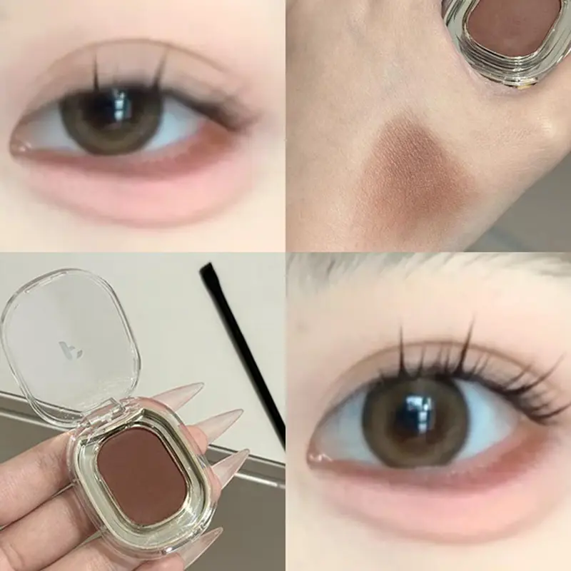 Red Brown Monochrome Eyeliner Eyeshadow Powder Palette Silky Matte Lying Silkworm Eyeliner Waterproof Eye Makeup With Brush