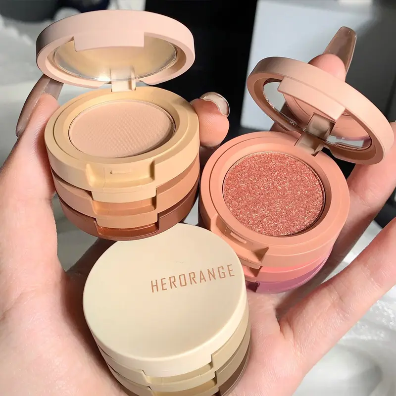 3 In 1 Matte Highlighter Blush Palette Pearly Blusher Shimmer Brighten Silkworm Eyeshadow Face Contour Powder Makeup Palette