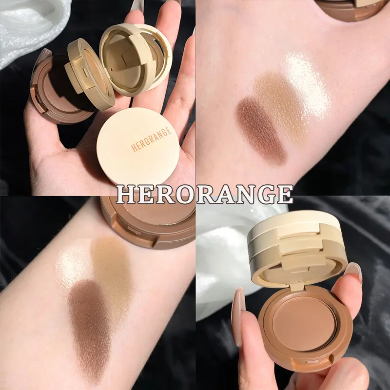 3 In 1 Matte Highlighter Blush Palette Pearly Blusher Shimmer Brighten Silkworm Eyeshadow Face Contour Powder Makeup Palette