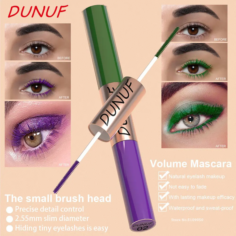 Slender Double-head Colored Mascara Curl Thick Lash Eyelash Extension Lengthening Waterproof Yellow Red Brown Fine Brush Mascara
