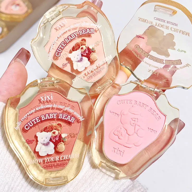 Embossed Bear Blush Powder Palette Cheek Contour Blush Cosmetics Matte Blusher Cream Makeup Natural Rouge Cheek Tint Blush