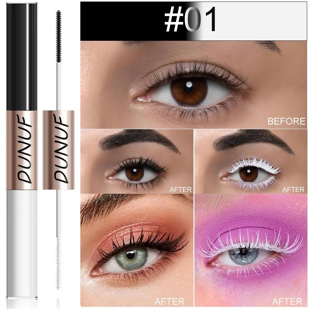 Slender Double-head Colored Mascara Curl Thick Lash Eyelash Extension Lengthening Waterproof Yellow Red Brown Fine Brush Mascara