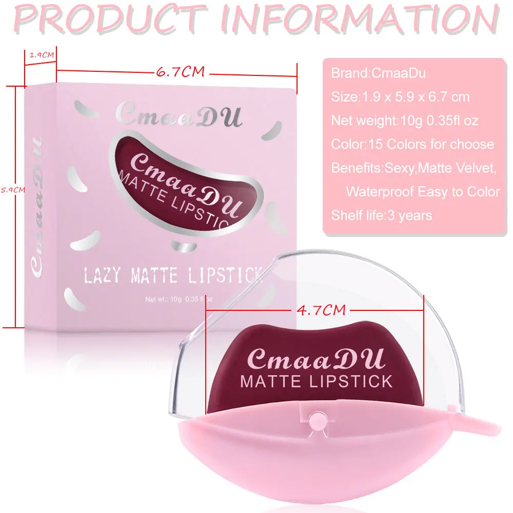 CmaaDu Matte Velvet Mist Lipstick Designed for Lazy People Lip Shape Lip Gloss Long Lasting Easy To Color Lip Tint Beauty Makeup