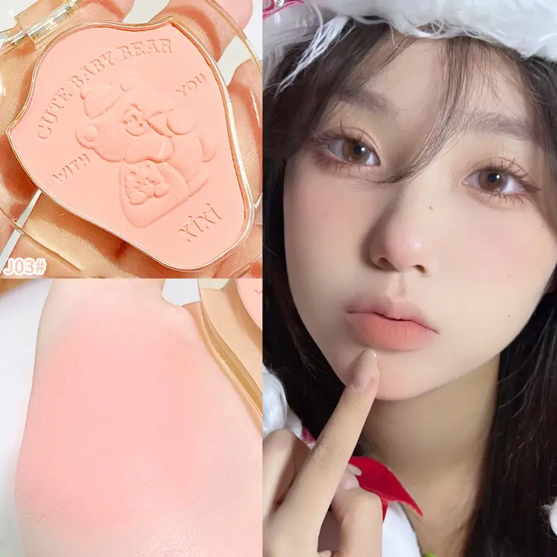 Embossed Bear Blush Powder Palette Cheek Contour Blush Cosmetics Matte Blusher Cream Makeup Natural Rouge Cheek Tint Blush