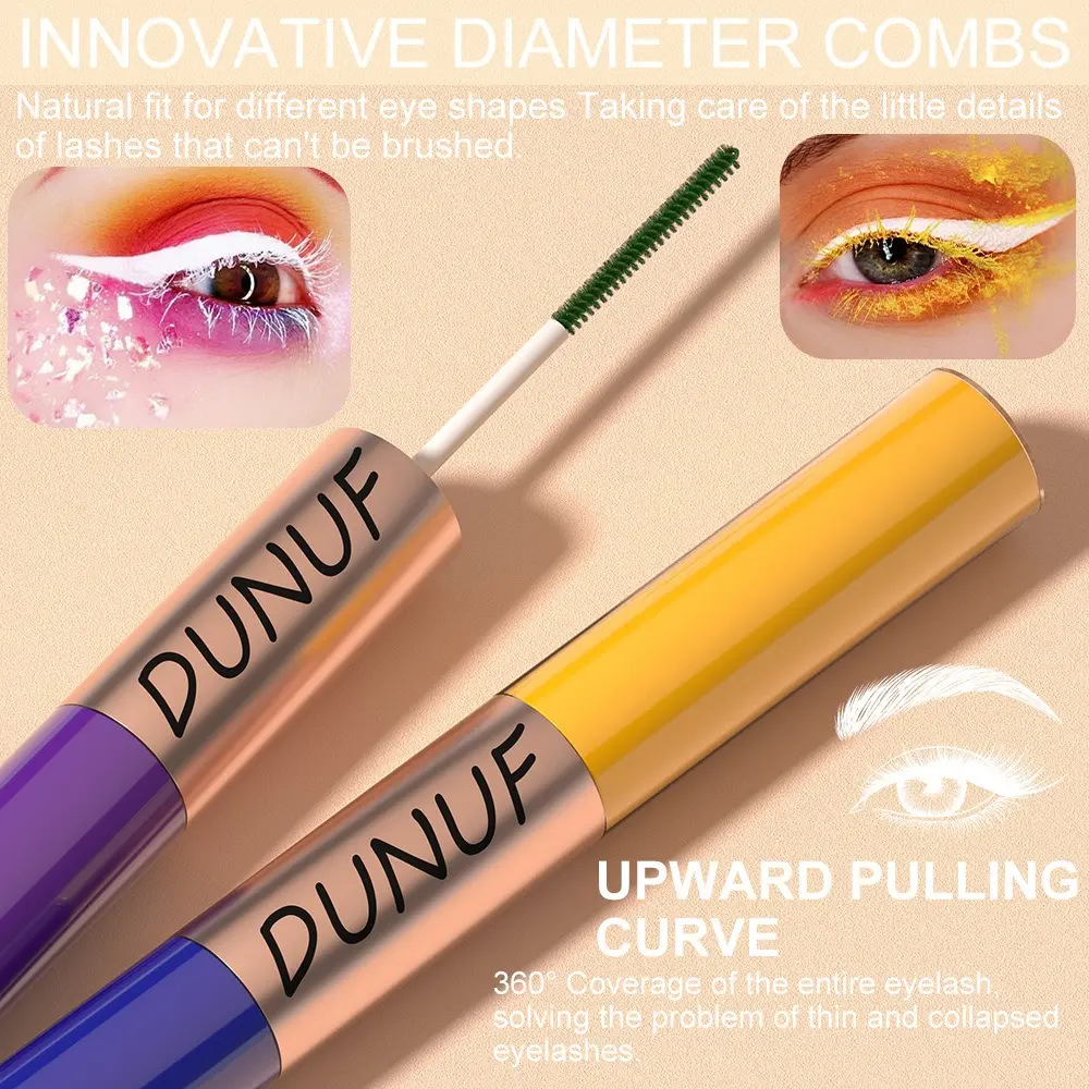 Slender Double-head Colored Mascara Curl Thick Lash Eyelash Extension Lengthening Waterproof Yellow Red Brown Fine Brush Mascara