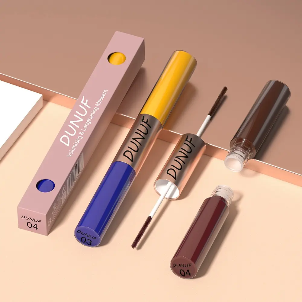 Slender Double-head Colored Mascara Curl Thick Lash Eyelash Extension Lengthening Waterproof Yellow Red Brown Fine Brush Mascara
