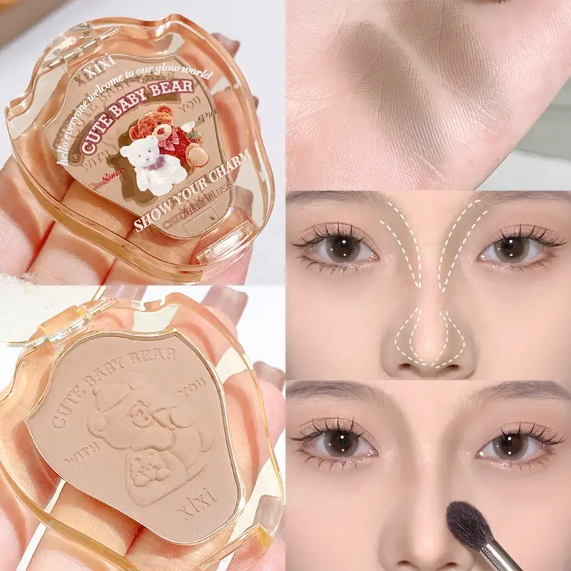 Embossed Bear Blush Powder Palette Cheek Contour Blush Cosmetics Matte Blusher Cream Makeup Natural Rouge Cheek Tint Blush