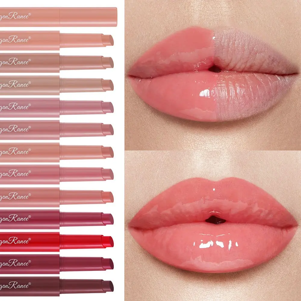 Jelly Mirror Nude Lip Stain Solid Lip Gloss Make-up Hydrating Red Brown Clear Moisturizing Tint Press Lipstick Pen Cosmetics