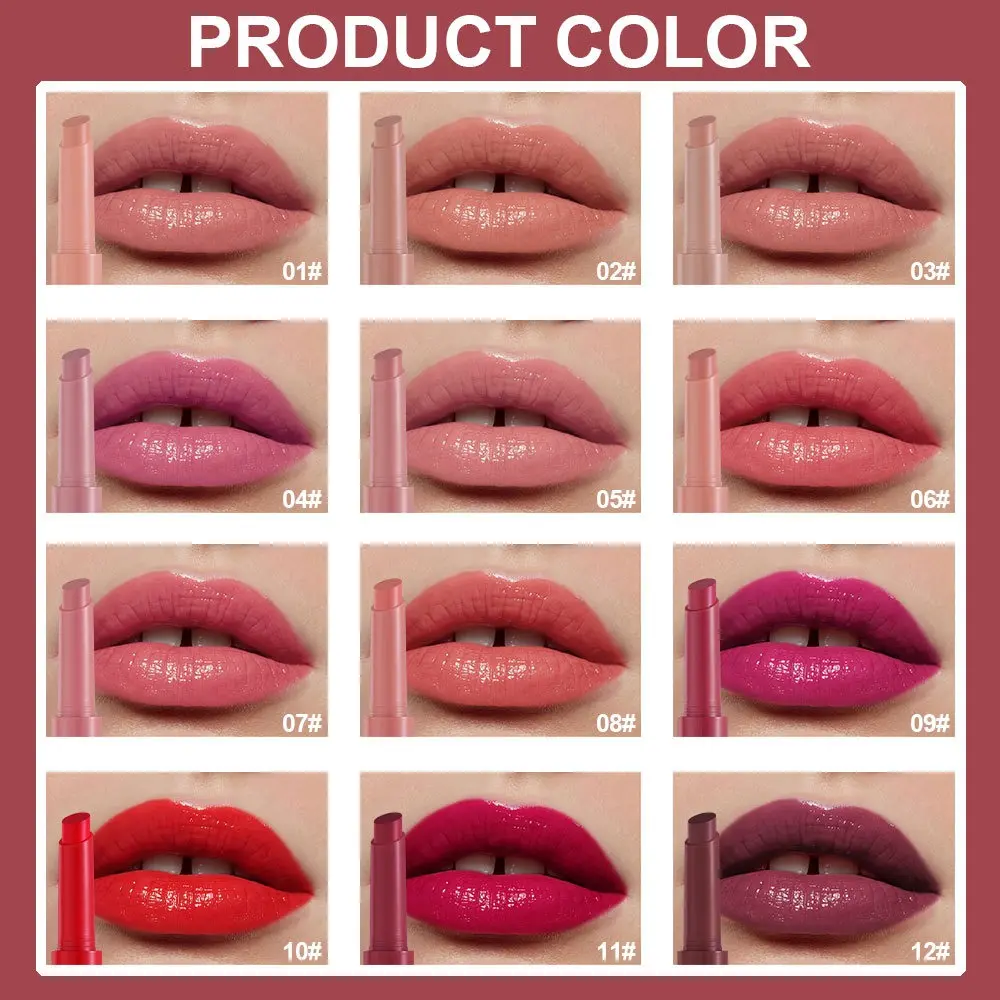 Jelly Mirror Nude Lip Stain Solid Lip Gloss Make-up Hydrating Red Brown Clear Moisturizing Tint Press Lipstick Pen Cosmetics