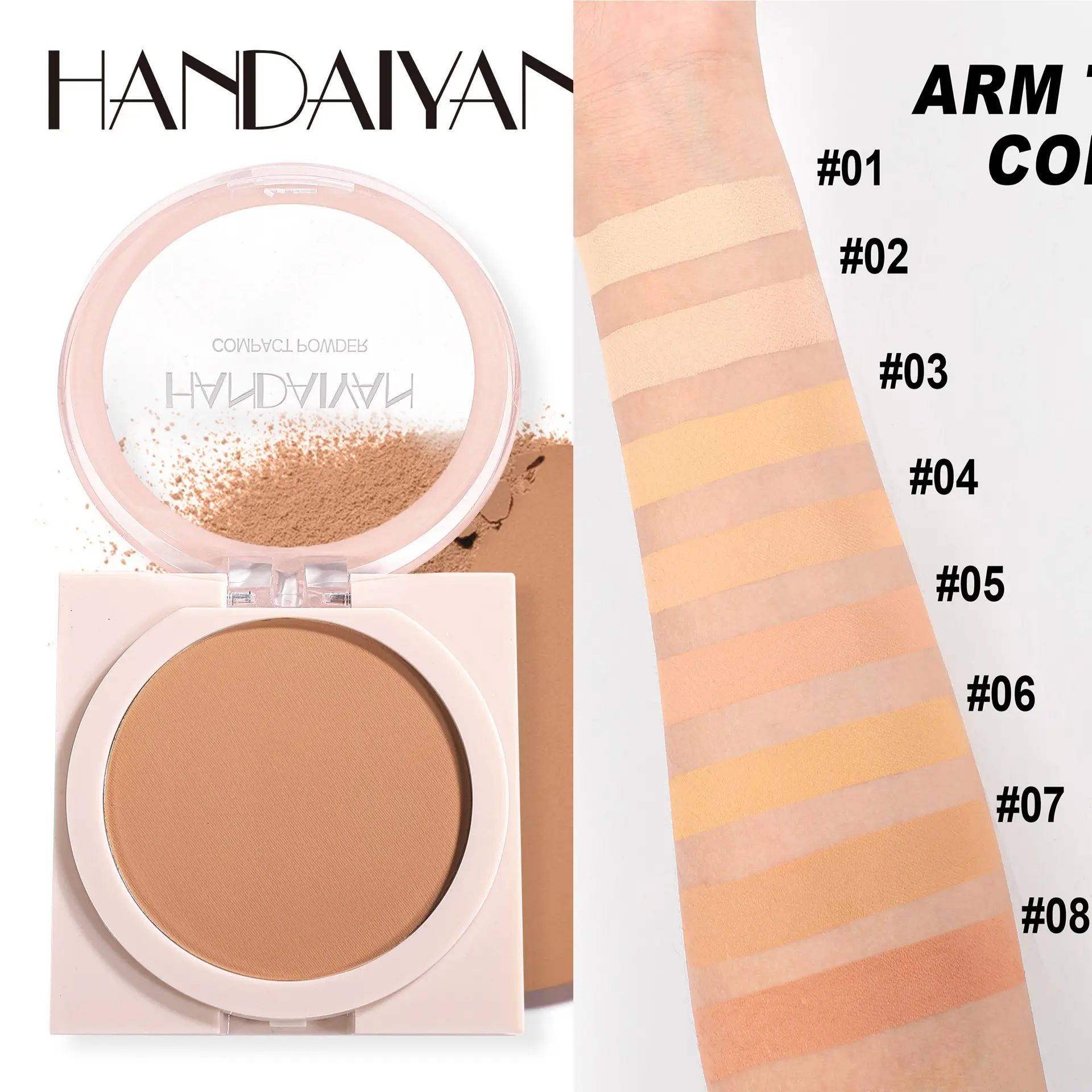 Wheat Bronzing Setting Powder Matte Finish Sweatproof Oil Control Dry Wet Dual-use Dark Skin Foundation Concealer Pressed Powder