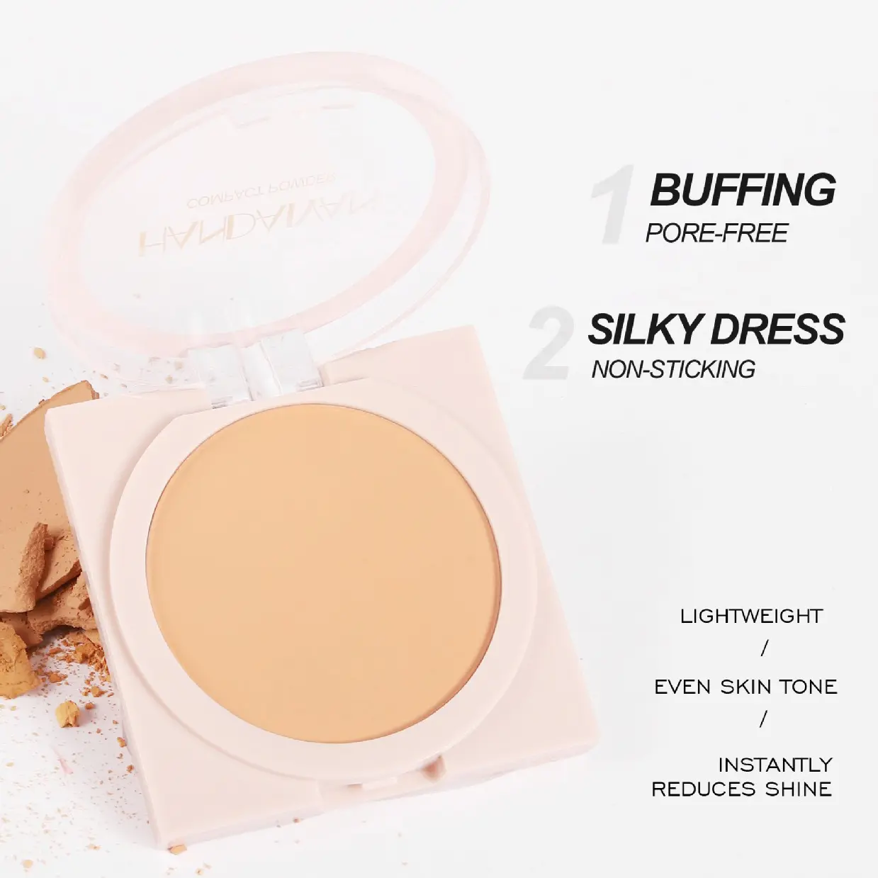 Wheat Bronzing Setting Powder Matte Finish Sweatproof Oil Control Dry Wet Dual-use Dark Skin Foundation Concealer Pressed Powder