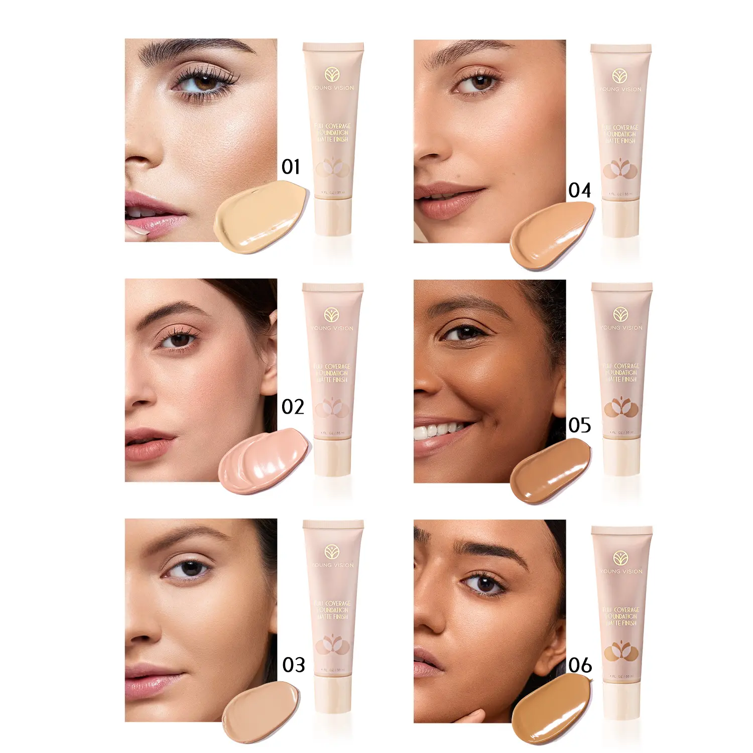 30ml Matte Liquid Foundation Cream Smooth LongWear Oil-Control Full Coverage Concealer Waterproof Contour Wheat Tone Makeup Base