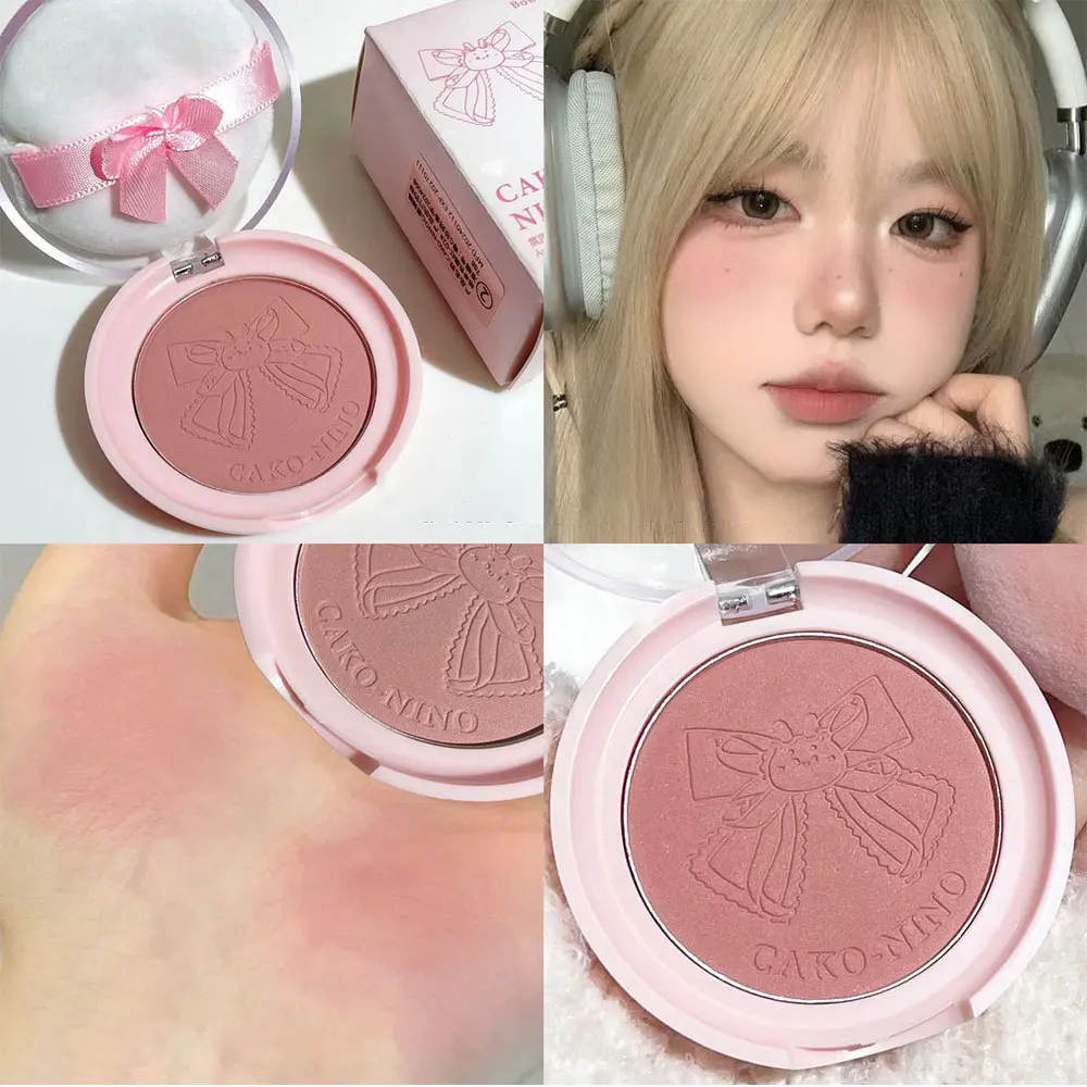 Face Blusher Matte Natural Cheek Tint Brighten Face Waterproof Cheek Contouring Cosmetics Blush Powder Soft Female Makeup
