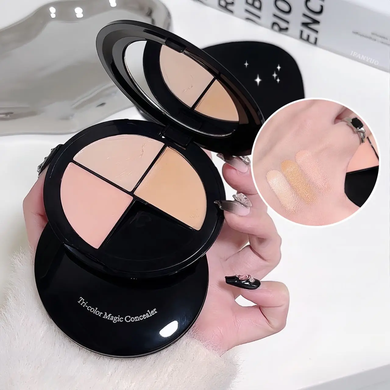 Three Color Concealer Palette Brightening Natural Beige Color Mixing Palette Waterproof Full Coverage Concealer Foundation Cream