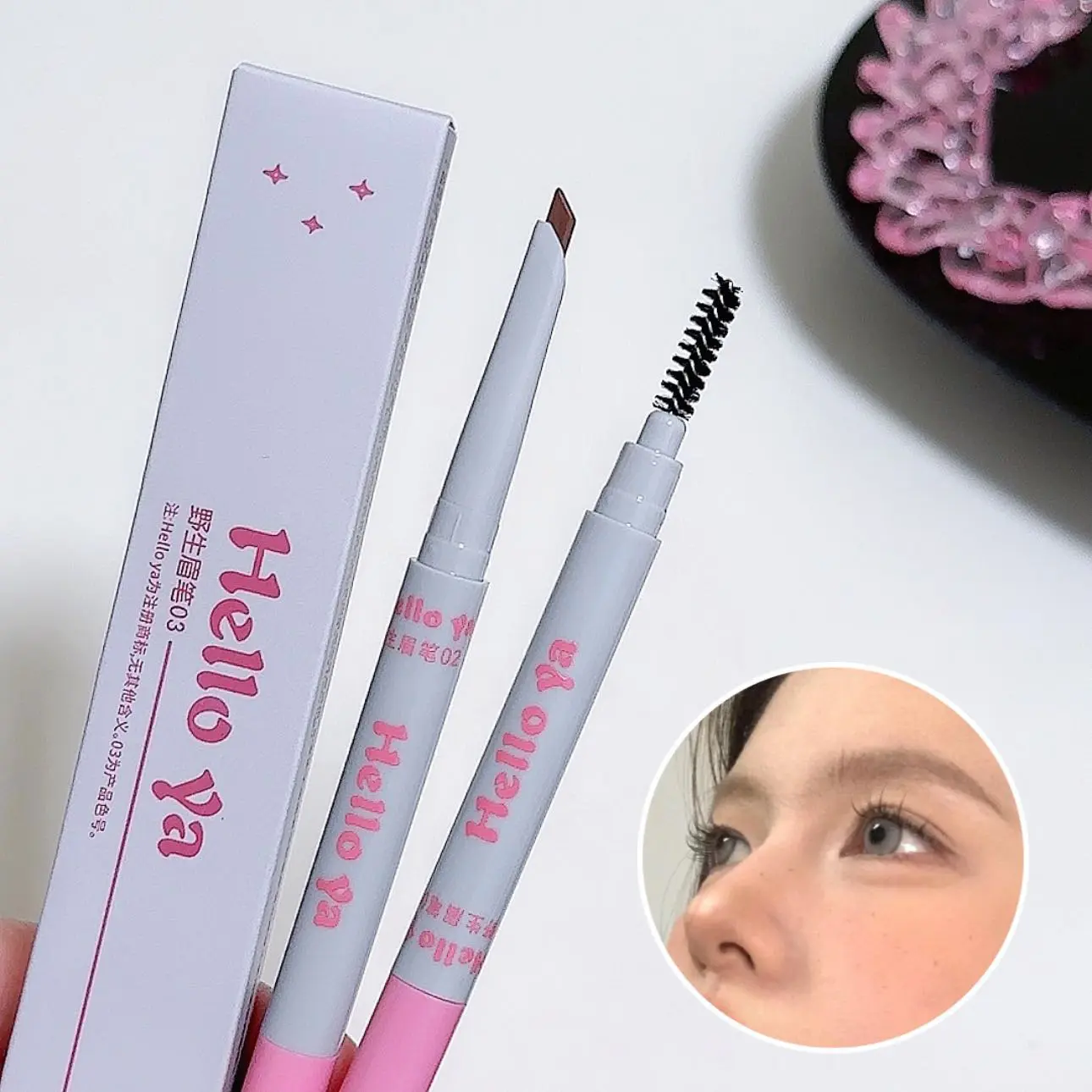 2 in 1 Eyebrow Pencil Professional Cosmetics Makeup 4 Colors Waterproof Eyebrow Tattoo Brush Long Lasting Eyebrow Pen