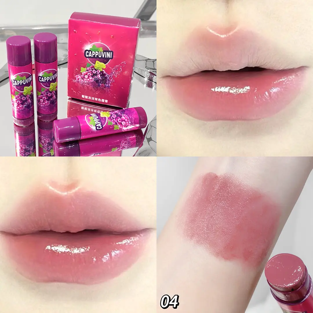 Fruit Grapes Lip Balm Moisturizing Lipstick Makeup Cherries Red Orange Solid Colored Jelly Lip Tint Nude Lipstick Primer Makeup