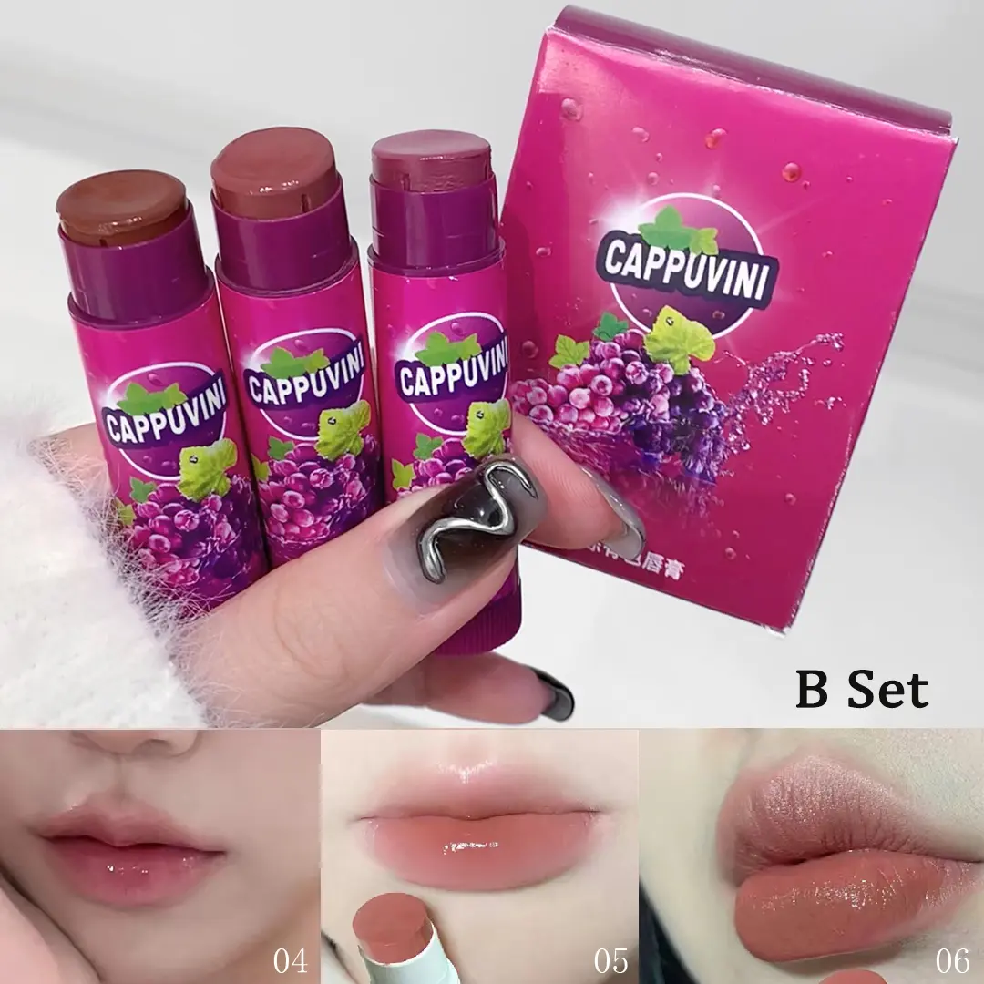 Fruit Grapes Lip Balm Moisturizing Lipstick Makeup Cherries Red Orange Solid Colored Jelly Lip Tint Nude Lipstick Primer Makeup
