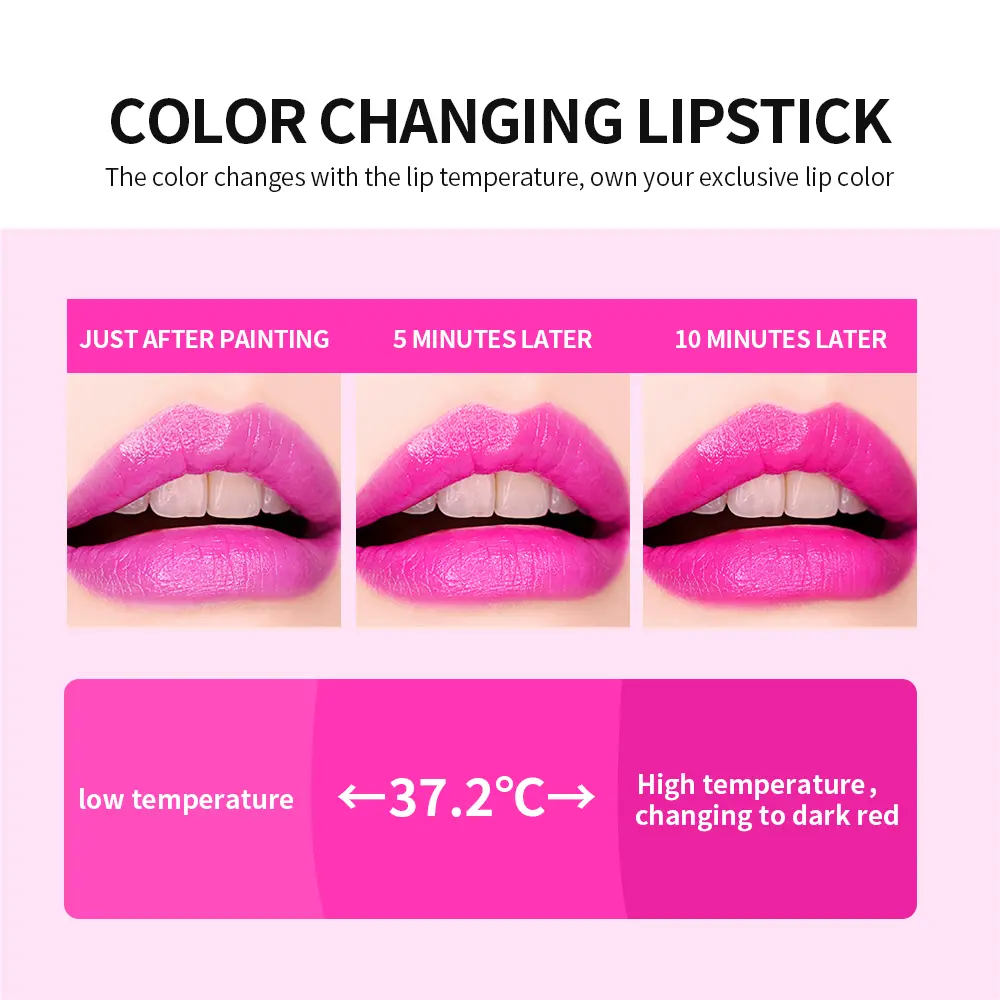 6 Colors Magic Lipstick Temperature Color Changing Lipstick Gloss Moisturizing Long Lasting Waterproof Crystal Jelly Lip Balm
