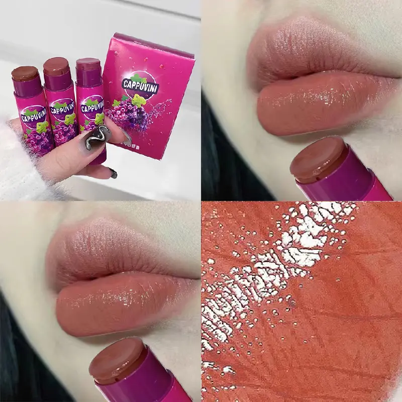 Fruit Grapes Lip Balm Moisturizing Lipstick Makeup Cherries Red Orange Solid Colored Jelly Lip Tint Nude Lipstick Primer Makeup