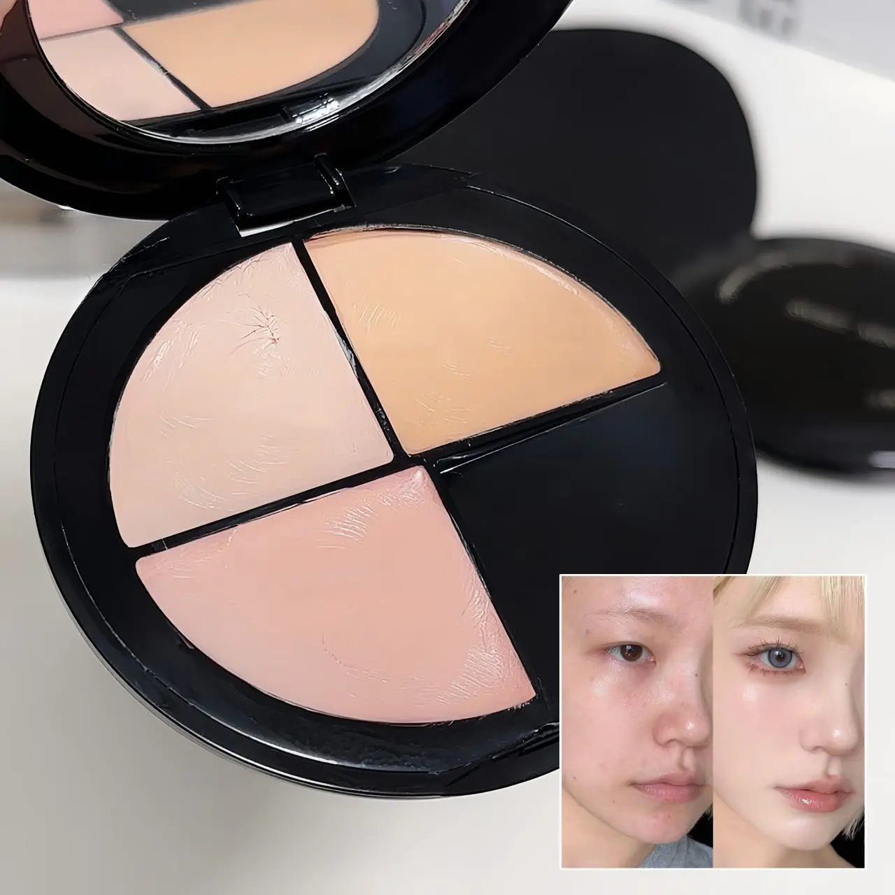 Three Color Concealer Palette Brightening Natural Beige Color Mixing Palette Waterproof Full Coverage Concealer Foundation Cream