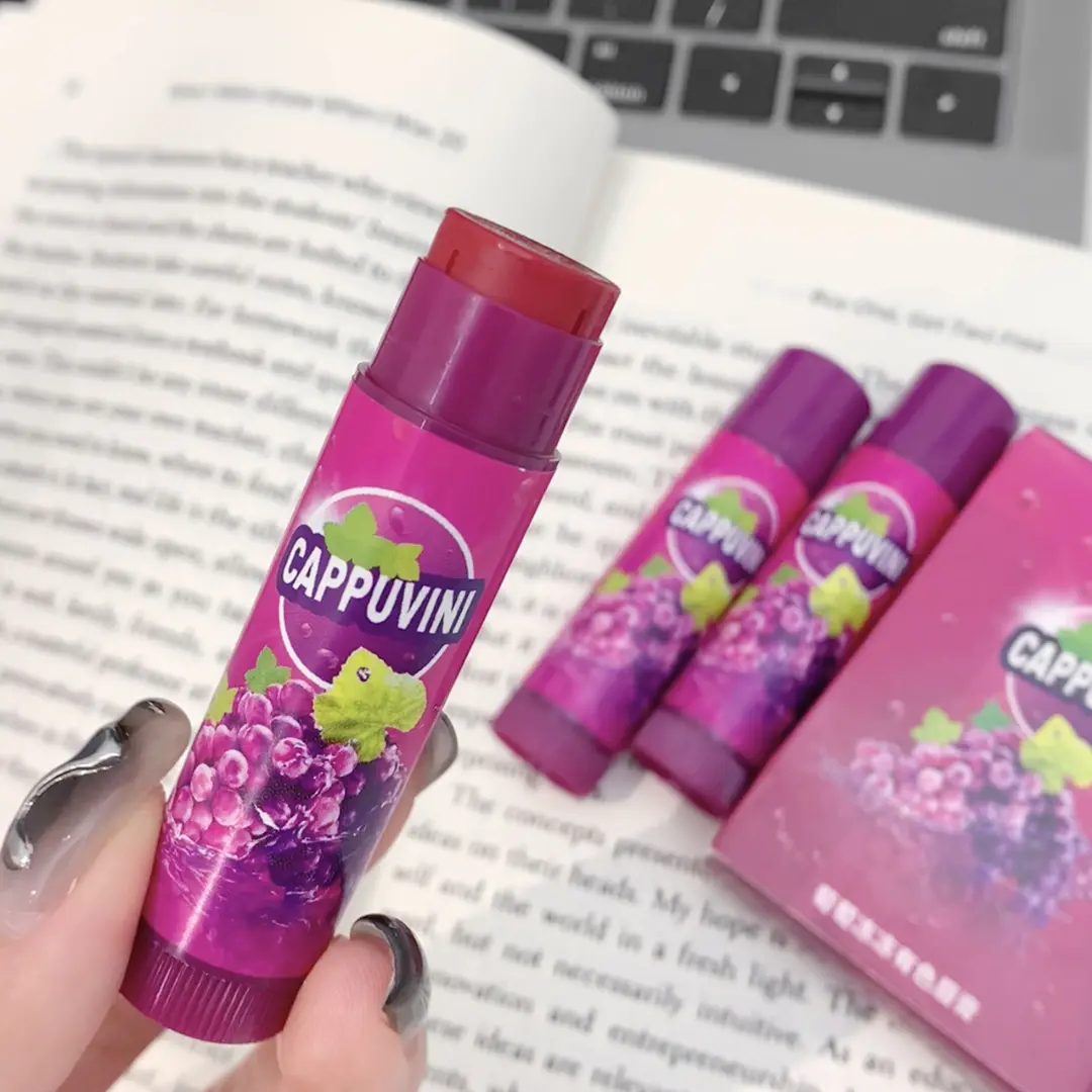 Fruit Grapes Lip Balm Moisturizing Lipstick Makeup Cherries Red Orange Solid Colored Jelly Lip Tint Nude Lipstick Primer Makeup