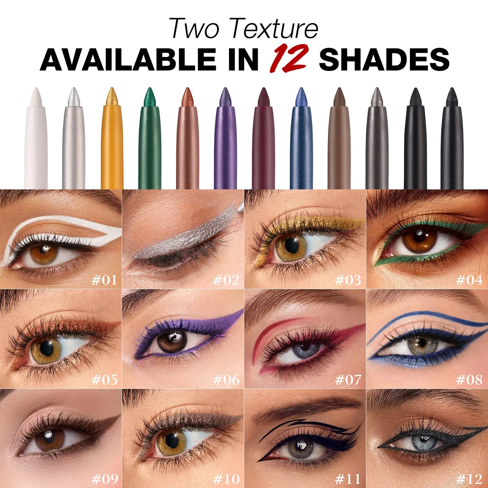 Soft Crayon Ultra-fine Eyeliner Gel Pencil Shimmer Matte Black Red Brown Colorful Eyeliner Easy Wear High Pigment Eye Makeup