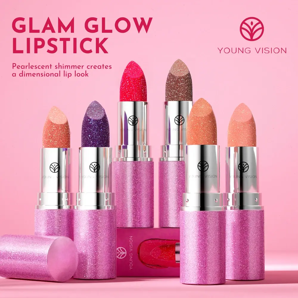 Diamond Embossed Lipstick Moisturizing Lasting Shimmer Brown Sparkling Waterproof Lip Gloss Matte Glitter Purple Lipstick Makeup
