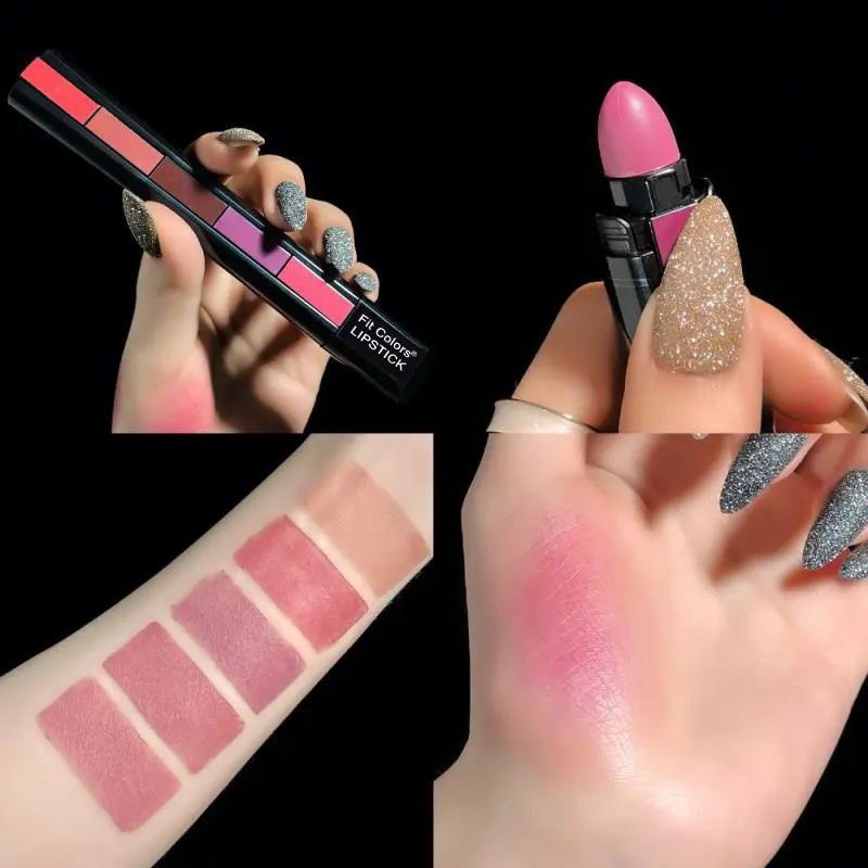 5 in 1 Lipstick Set Lightweight Matte Velvet Long Lasting Combination Lipstick Nourish Moisturizing Professional Lip Makeup Gift