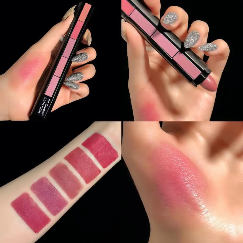 5 in 1 Lipstick Set Lightweight Matte Velvet Long Lasting Combination Lipstick Nourish Moisturizing Professional Lip Makeup Gift