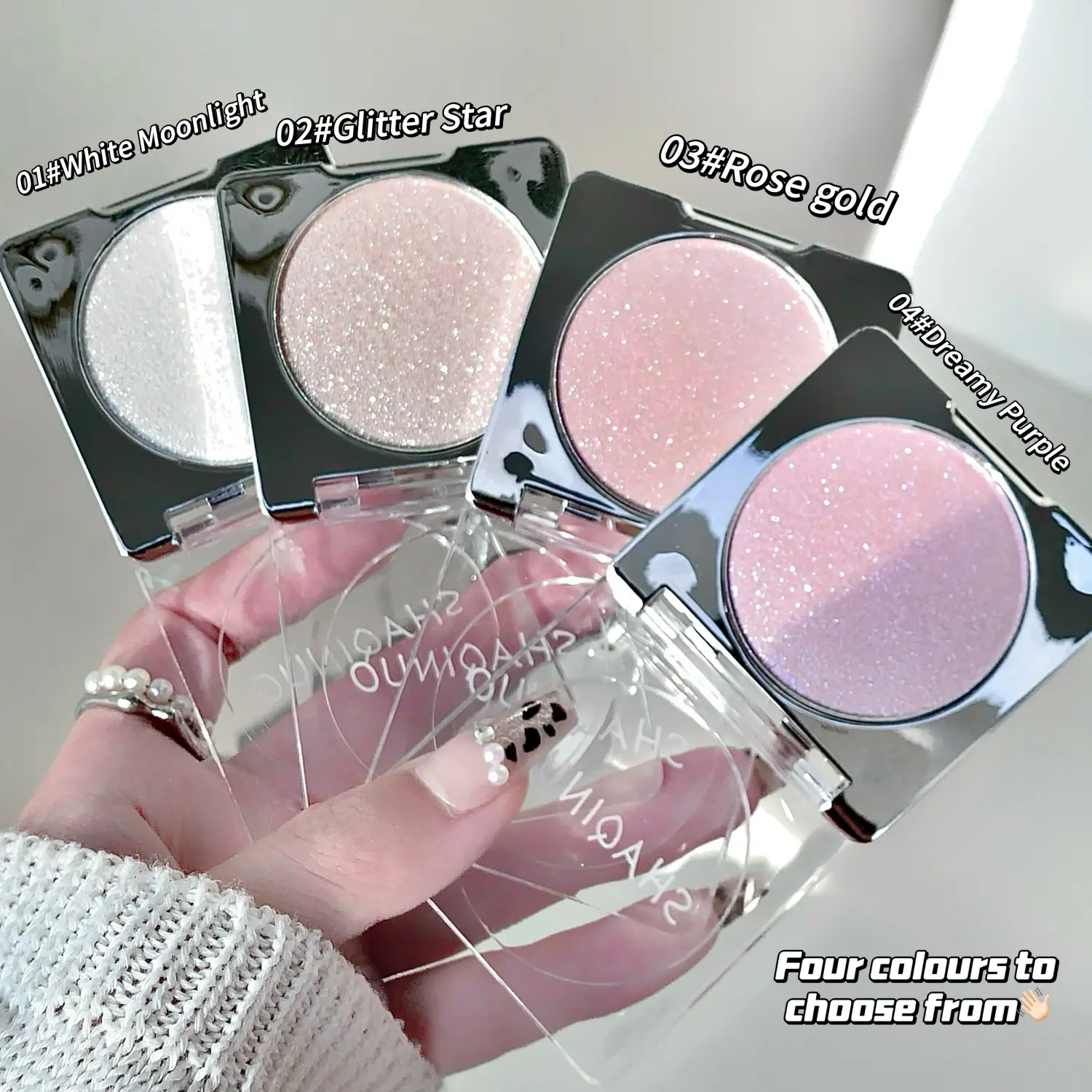 Soft Silky Glitter Highlighter Powder Palette Pearlescent Brightening Face Make Up Waterproof Shimmer Diamond Highlight Cosmetic