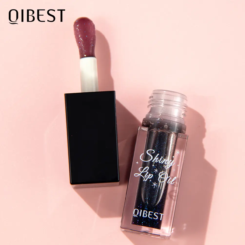 Black Pearlescent Color Changing Lip Gloss Shimmer Mirror Pink Shiny Lip Oil Moisturizing Non-sticky Sparkling Glitter Jelly Lip